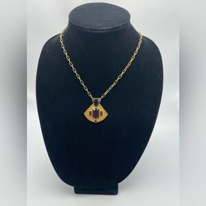 Tahari black & gold art deco statement necklace NWT $60 retail 16”-20” length